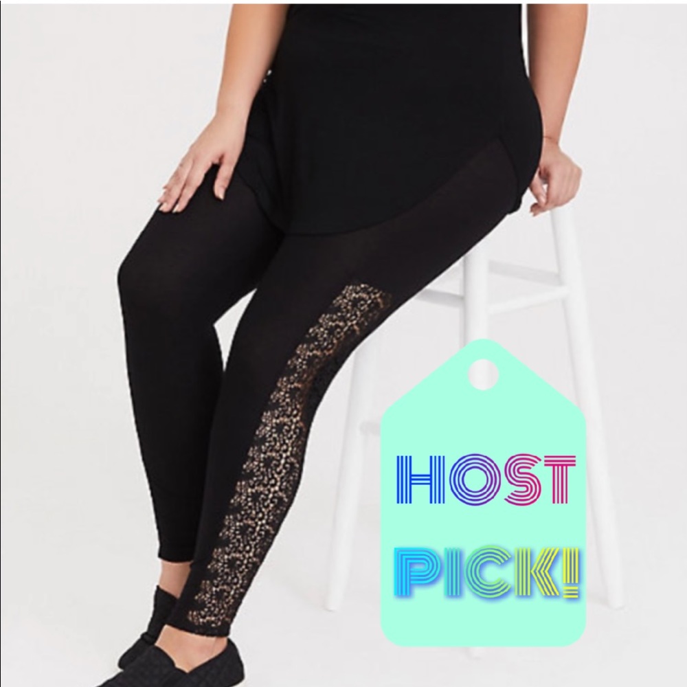 NWT Torrid Premium Legging Crochet Inset Black 3X